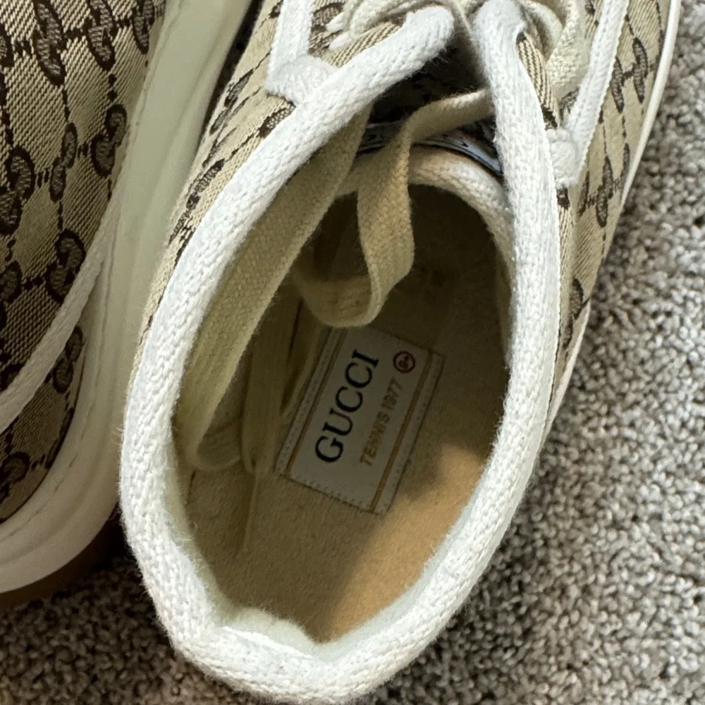 Gucci Mens Brown Monogram High-Top Sneakers